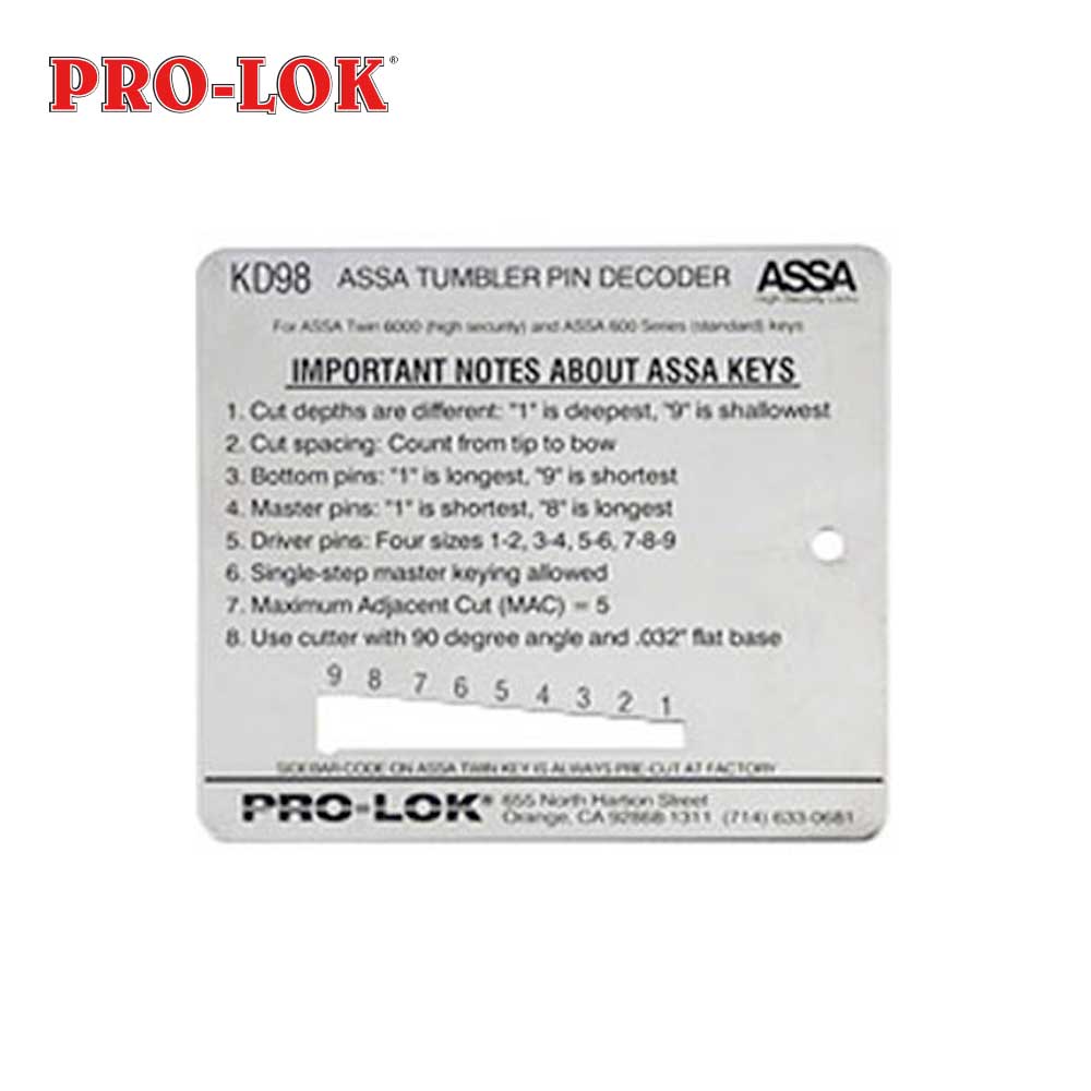 PRO-LOK ASSA Key Decoder (KD98)