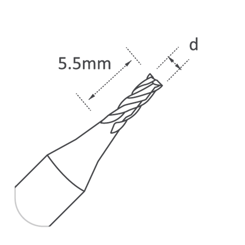 High Grade Carbide - 2.5mm - End Mill Cutter - for Condor XC Mini Plus, Condor Dolphin, Miracle A7, Miracle A9, SEC-E9, Triton - P-1326