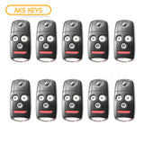 AKS KEYS Aftermarket Remote Flip Key Fob for Acura TSX TL 2009 2010 2011 2012 2013 2014 4B FCC# MLBHLIK-1T (10 Pack)