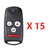 AKS KEYS Aftermarket Remote Flip Key Fob for Acura TSX TL 2009 2010 2011 2012 2013 2014 4B FCC# MLBHLIK-1T (15 Pack)