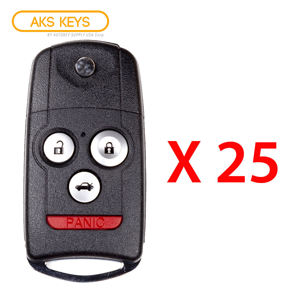 AKS KEYS Aftermarket Remote Flip Key Fob for Acura MDX 2007 2008 2009 2010 2011 2012 2013 4B FCC# N5F0602A1A (25 Pack)