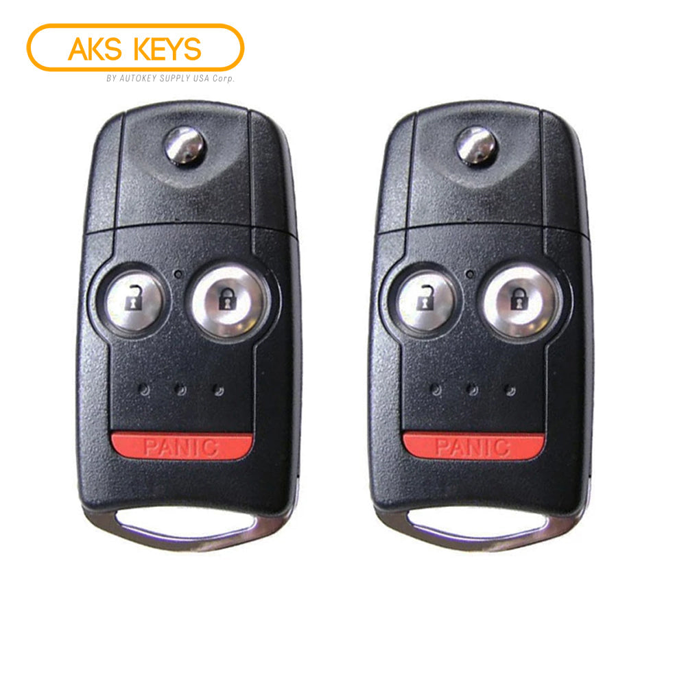 AKS KEYS Aftermarket Remote Flip Key Fob for Acura MDX RDX 2007 2008 2009 2010 2011 2012 2013 3B FCC# N5F0602A1A (2 Pack)