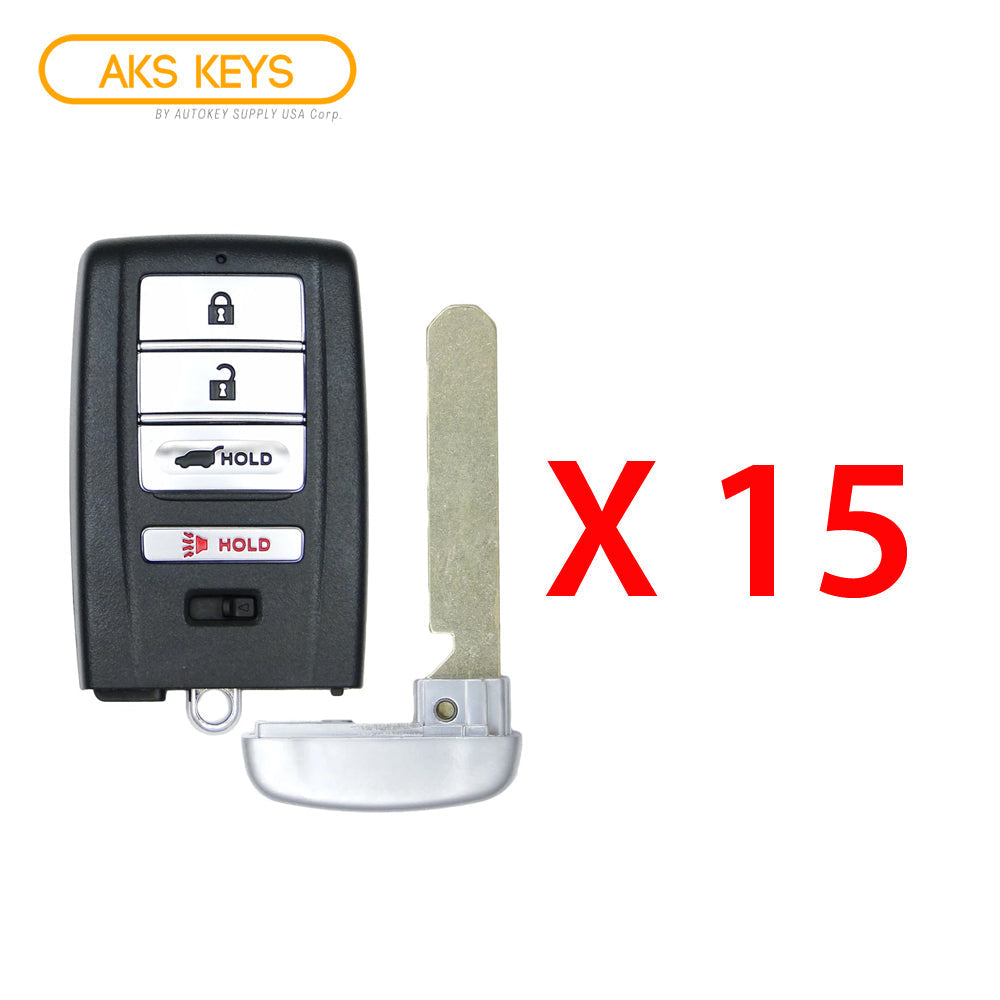 AKS KEYS Aftermarket Smart Remote Key Fob for Acura MDX RDX 2014 2015 2016 2017 2018 2019 2020 4B FCC# KR5V1X (15 Pack)