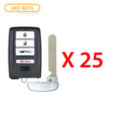 AKS KEYS Aftermarket Smart Remote Key Fob for Acura MDX RDX 2014 2015 2016 2017 2018 2019 2020 4B FCC# KR5V1X (25 Pack)