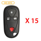 AKS KEYS Aftermarket Keyless Remote Fob for Acura TL CL 1999 2000 2001 2002 2003 4B FCC# E4EG8D-444H-A (15 Pack)