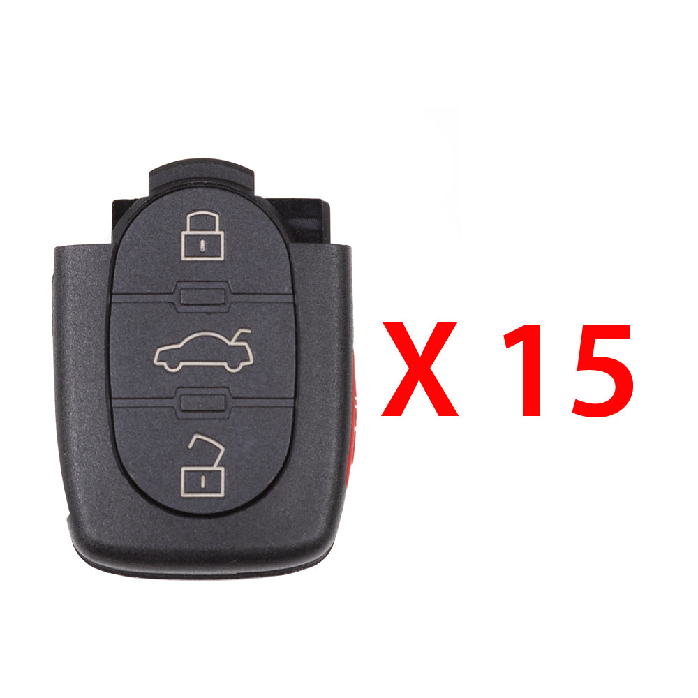 AKS KEYS Aftermarket Remote Fob for Audi 1997 1998 1999 2000 2001 2002 2003 2004 2005 2006 4B Part # 4D0837231-M (15 Pack)