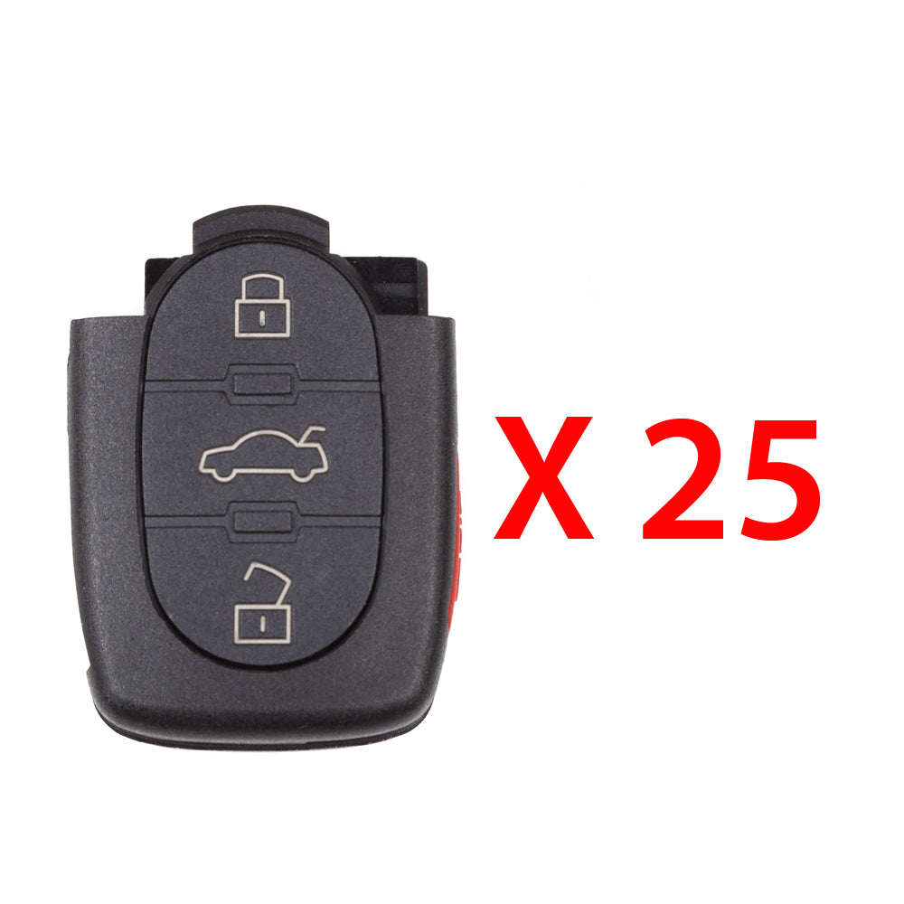 AKS KEYS Aftermarket Remote Fob for Audi 1997 1998 1999 2000 2001 2002 2003 2004 2005 2006 4B Part # 4D0837231-M (25 Pack)