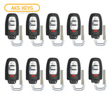 AKS KEYS Aftermarket Remote Key Fob W/O Comfort Access for Audi 2009 2010 2011 2012 4B FCC# IYZFBSB802 (10 Pack)