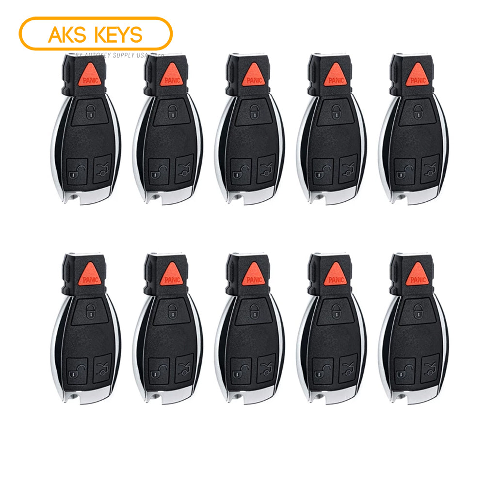 AKS KEYS Aftermarket Smart Remote Key Fob for Mercedes Benz 1997 - 2014 4B W/ Panic FCC# IYZ-3312 (10 Pack)