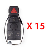 AKS KEYS Aftermarket Smart Remote Key Fob for Mercedes Benz 1997 - 2014 4B W/ Panic FCC# IYZ-3312 (15 Pack)