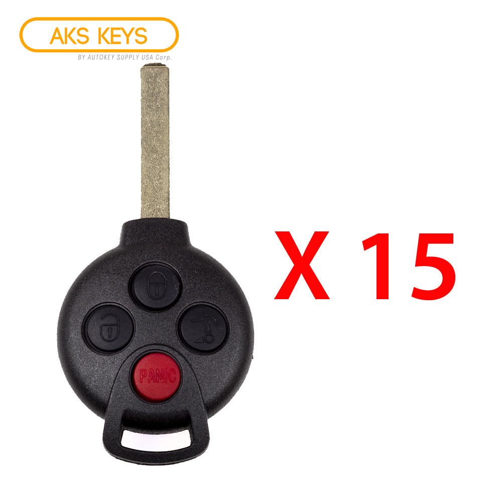 AKS KEYS Aftermarket Remote Key for Mercedes Benz Smart Fortwo 2008 2009 2010 2011 2012 2013 2014 2015 4B FCC# 267T-5WK45144 (15 Pack)