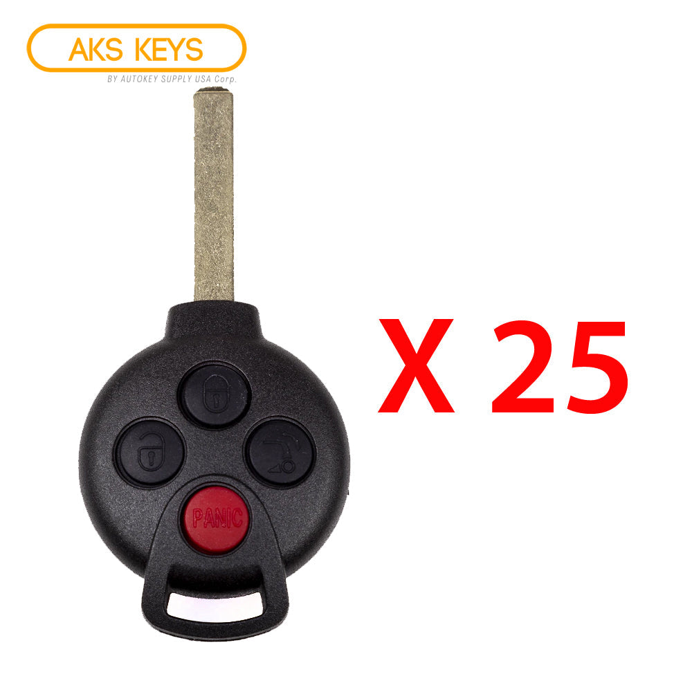 AKS KEYS Aftermarket Remote Key for Mercedes Benz Smart Fortwo 2008 2009 2010 2011 2012 2013 2014 2015 4B FCC# 267T-5WK45144 (25 Pack)