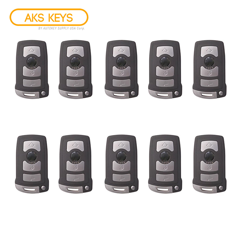 AKS KEYS Aftermarket Smart Remote Key Fob for BMW 7 Series 2003 2004 2005 2006 2007 2008 2009 2010 2011 4B FCC# LX8766S (10 Pack)