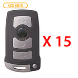 AKS KEYS Aftermarket Smart Remote Key Fob for BMW 7 Series 2003 2004 2005 2006 2007 2008 2009 2010 2011 4B FCC# LX8766S (15 Pack)