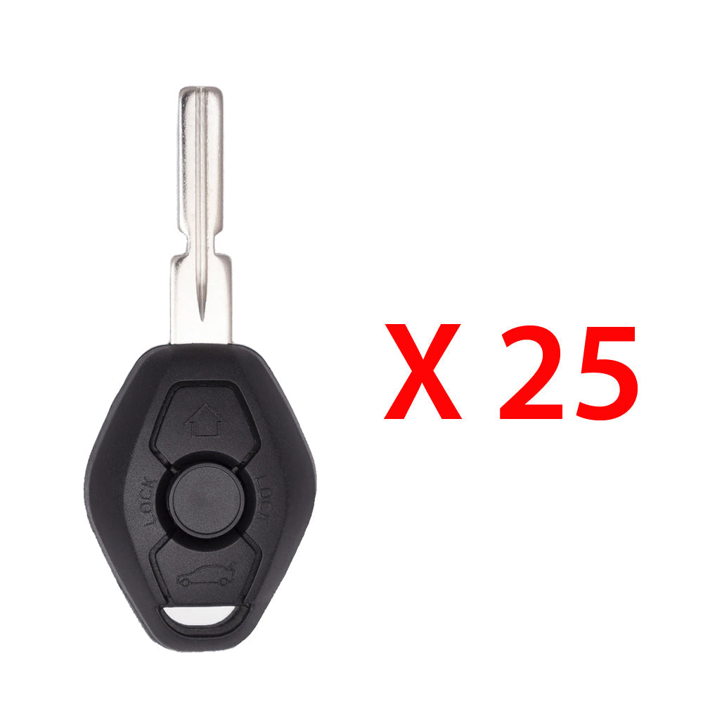 AKS KEYS Aftermarket Remote Key Fob for BMW 2000 2001 2002 2003 3B FCC# LX8 FZV - 315Mhz (25 Pack)