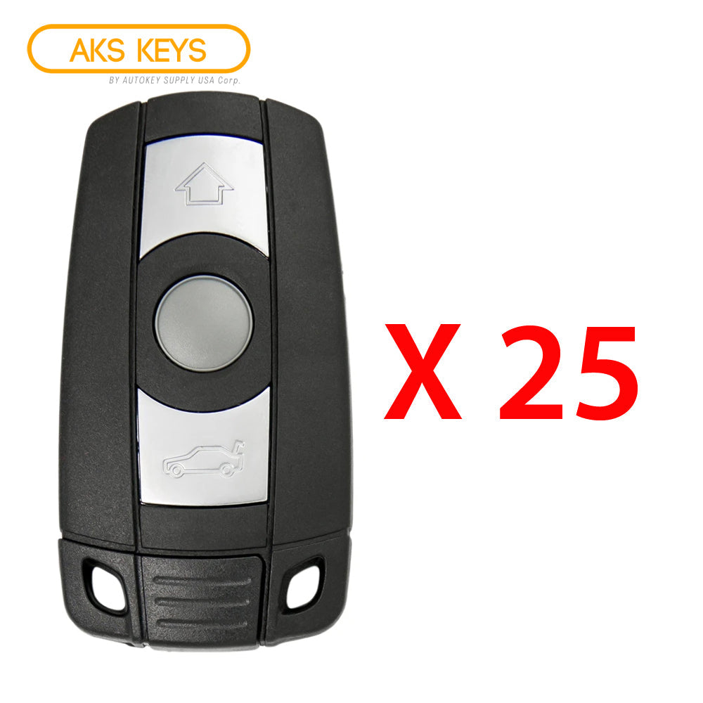 AKS KEYS Aftermarket Smart Key Fob CAS Slot for BMW 3 5 6 Series 2006 2007 2008 2009 2010 2011 2012 3B FCC# KR55WK49127/ 49123/ 49186 315 (25 Pack)