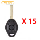 AKS KEYS Aftermarket Remote Key Fob 2 track CAS System PCF7942 for BMW 3 5 6 M Series 2004 2005 2006 2007 3B FCC# LX8FZV (15 Pack)