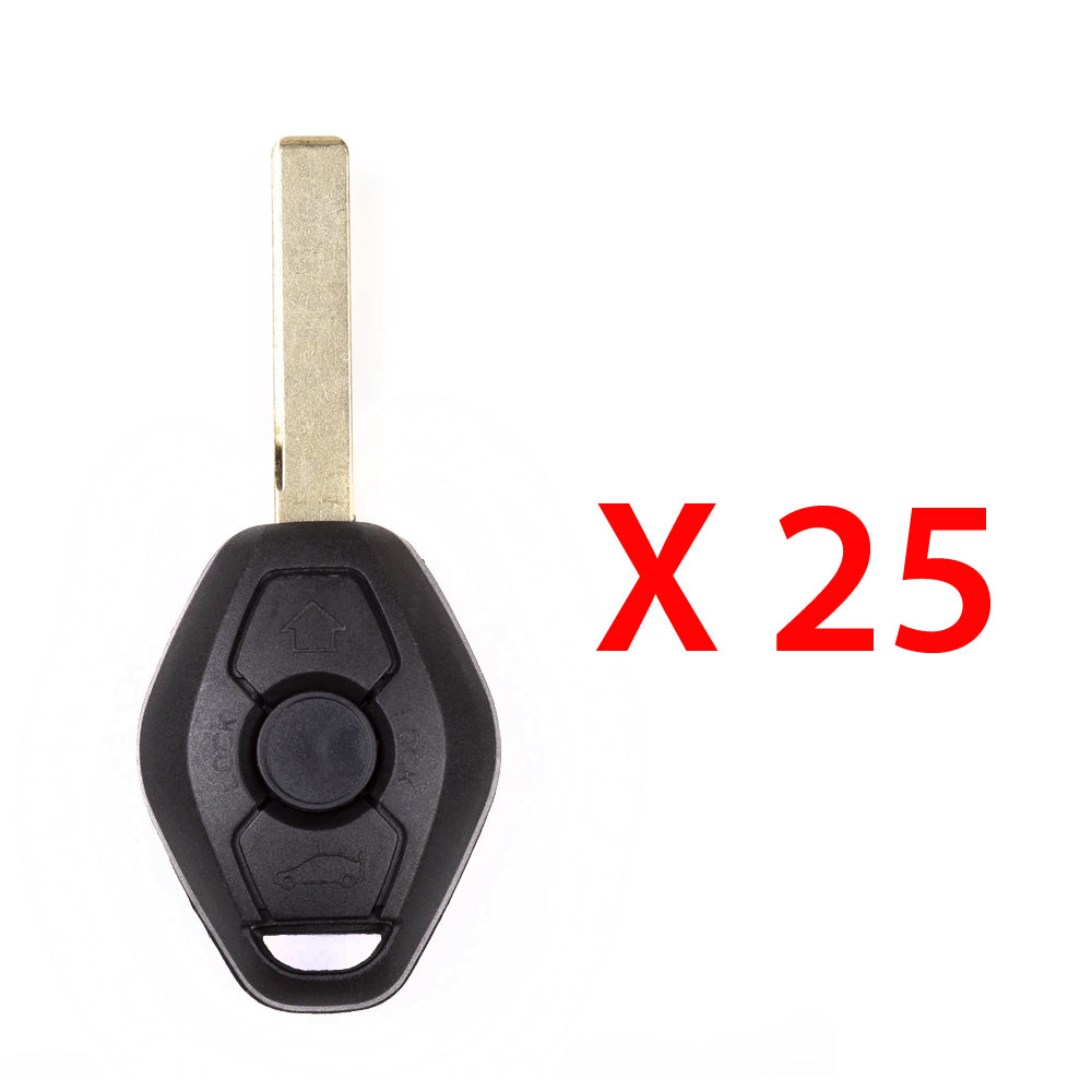 AKS KEYS Aftermarket Remote Key Fob 2 track CAS System PCF7942 for BMW 3 5 6 M Series 2004 2005 2006 2007 3B FCC# LX8FZV (25 Pack)