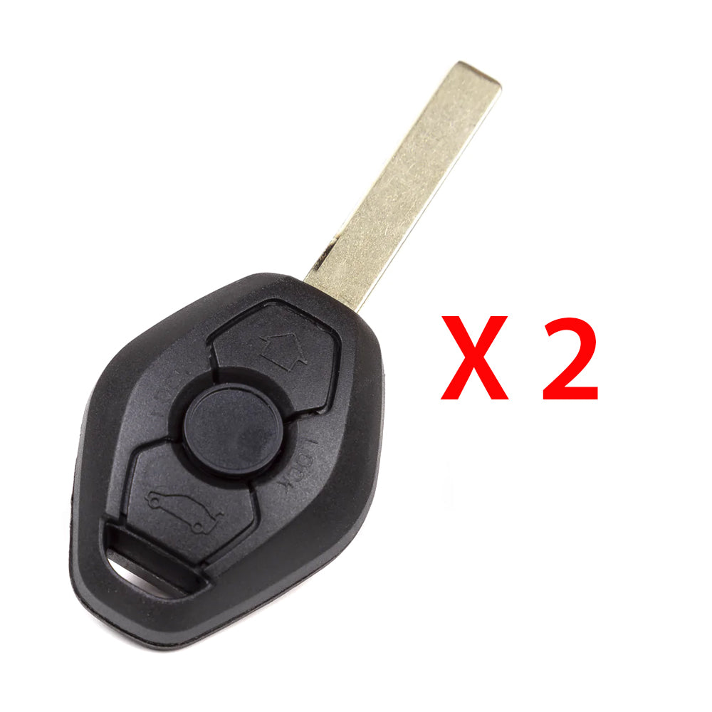 AKS KEYS Aftermarket Remote Key Fob for BMW EWS 1998 1999 2000 2001 2002 2003 2004 2005 2006 2007 2008 2009 3B FCC# LX8FZV 2 Track (2 Pack)