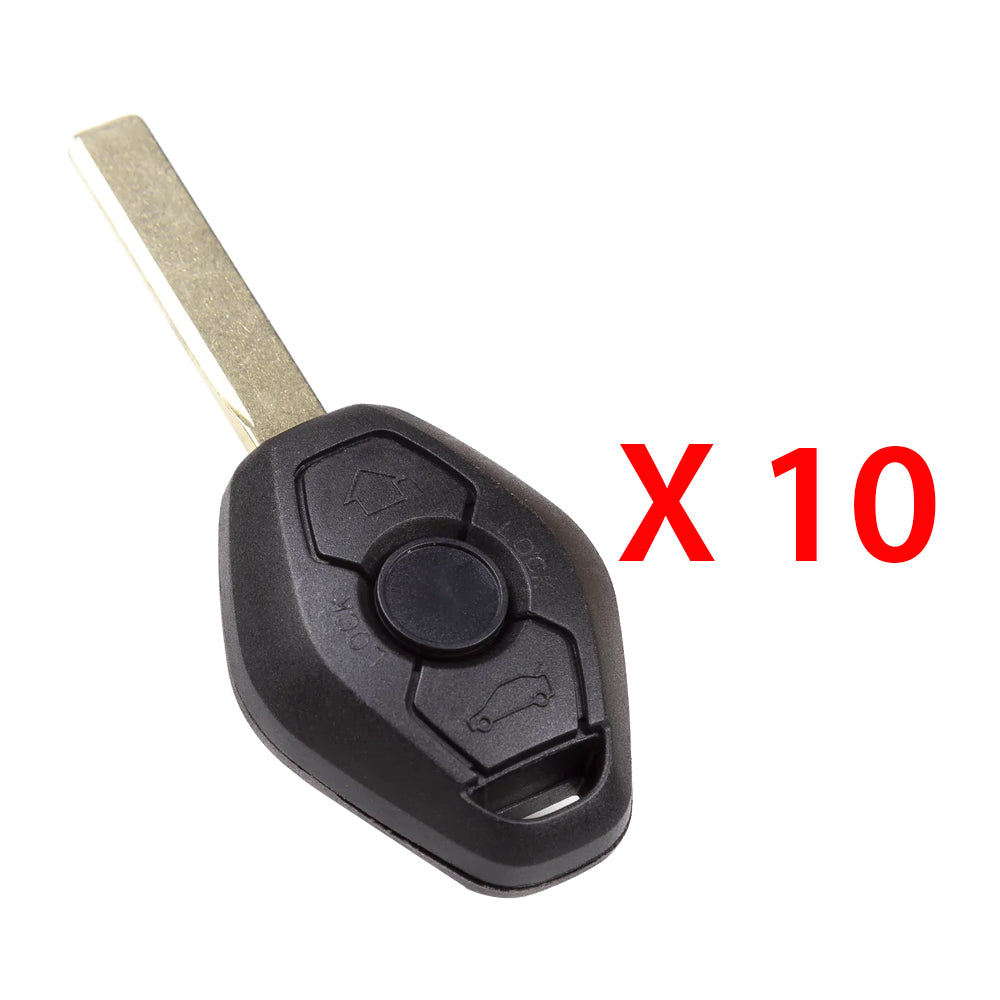 AKS KEYS Aftermarket Remote Key Fob for BMW EWS 1998 1999 2000 2001 2002 2003 2004 2005 2006 2007 2008 2009 3B FCC# LX8FZV 2 Track (10 Pack)