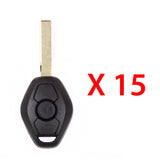 AKS KEYS Aftermarket Remote Key Fob for BMW EWS 1998 1999 2000 2001 2002 2003 2004 2005 2006 2007 2008 2009 3B FCC# LX8FZV 2 Track (15 Pack)