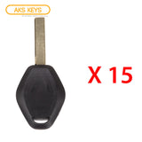 AKS KEYS Aftermarket Remote Key Fob for BMW EWS 1998 1999 2000 2001 2002 2003 2004 2005 2006 2007 2008 2009 3B FCC# LX8FZV 2 Track (15 Pack)