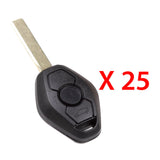 AKS KEYS Aftermarket Remote Key Fob for BMW EWS 1998 1999 2000 2001 2002 2003 2004 2005 2006 2007 2008 2009 3B FCC# LX8FZV 2 Track (25 Pack)