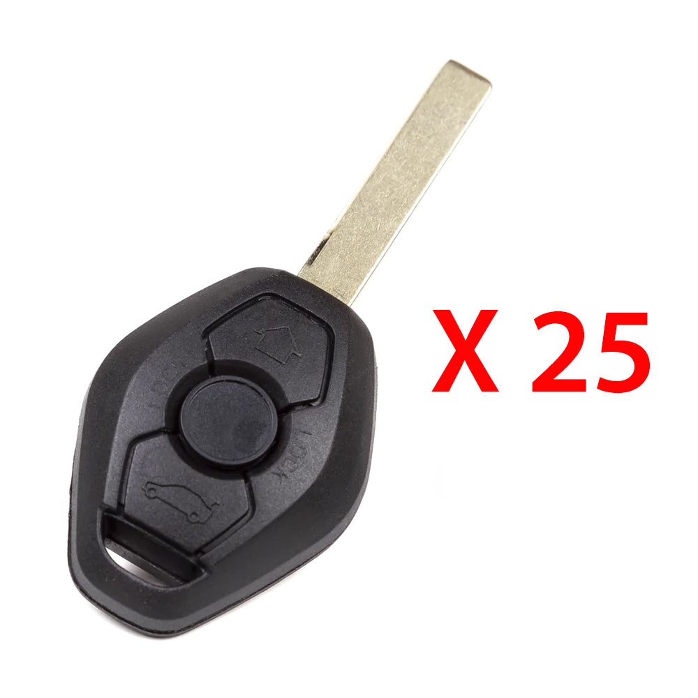 AKS KEYS Aftermarket Remote Key Fob for BMW EWS 1998 1999 2000 2001 2002 2003 2004 2005 2006 2007 2008 2009 3B FCC# LX8FZV 2 Track (25 Pack)