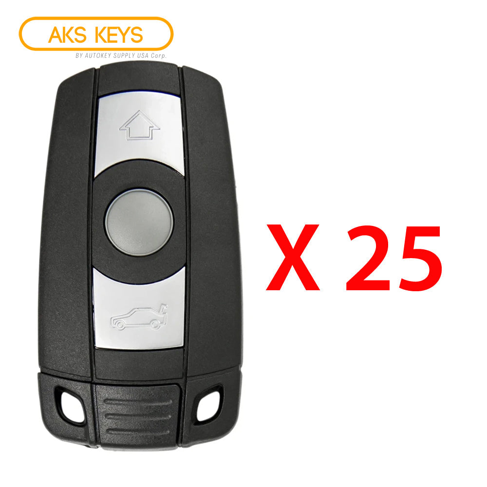 AKS KEYS Aftermarket Smart System CAS3+ Comfort Access Key for BMW 2006 2007 2008 2009 2010 3B FCC# KR55WK49147 (25 Pack)