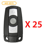 AKS KEYS Aftermarket Smart System CAS3+ Comfort Access Key for BMW 2006 2007 2008 2009 2010 3B FCC# KR55WK49147 (25 Pack)