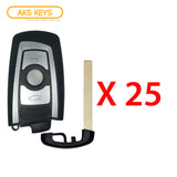 AKS KEYS Aftermarket Smart Remote Key Fob for BMW FEM 2013 2014 2015 2016 2017 2018 3B FCC# YGOHUF5767 -433 (25 Pack)