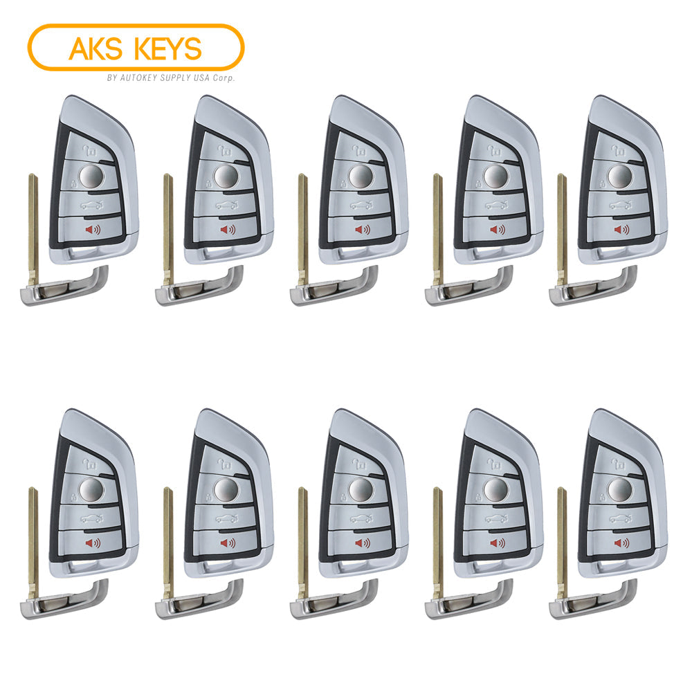 AKS KEYS Aftermarket Smart Fob Key for BMW X5 X6 FEM BDC 2014 2015 2016 2017 2018 4B FCC# NBGIDGNG1-433 (10 Pack)