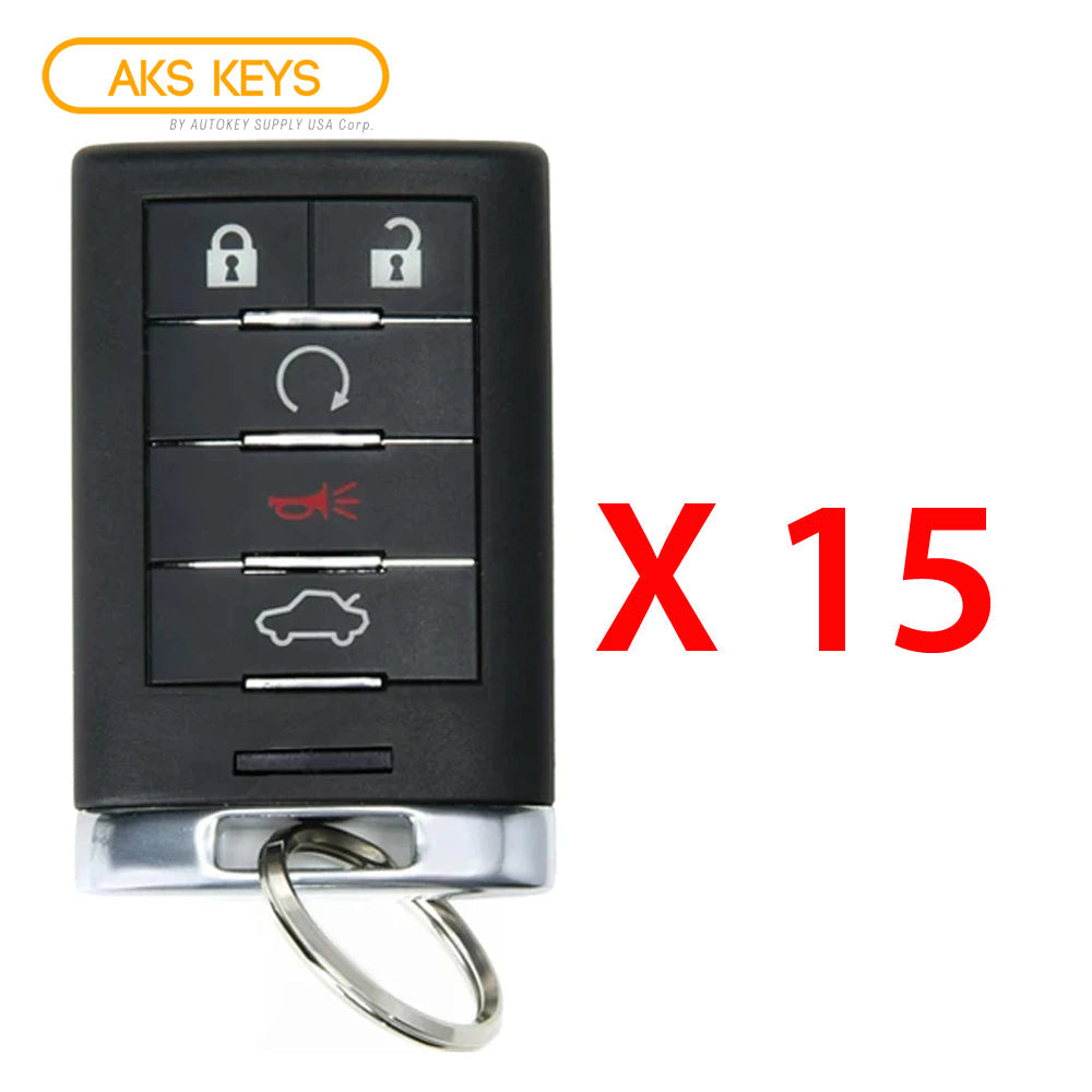 AKS KEYS Aftermarket Smart Remote Key Fob for Cadillac CTS STS 2008 2009 2010 2011 2012 2013 2014 5B FCC# M3N5WY7777A (15 Pack)