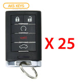 AKS KEYS Aftermarket Smart Remote Key Fob for Cadillac CTS STS 2008 2009 2010 2011 2012 2013 2014 5B FCC# M3N5WY7777A (25 Pack)