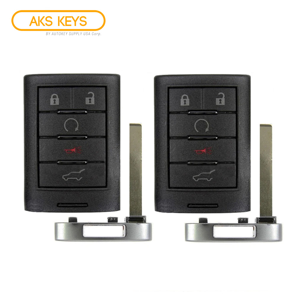 AKS KEYS Aftermarket Smart Remote Key Fob for Cadillac SRX 2010 2011 2012 2013 2014 2015 5B FCC# NBG009768T (2 Pack)