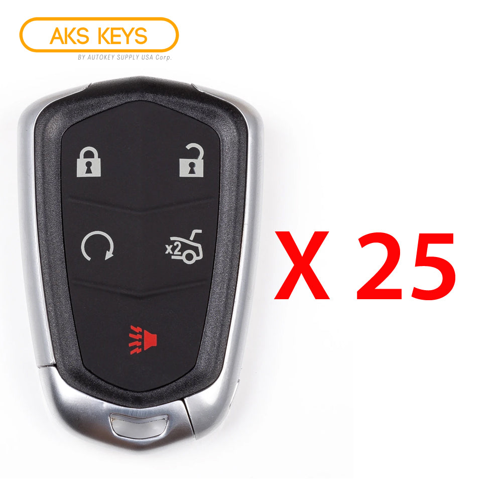 AKS KEYS Aftermarket Smart Remote Key Fob for Cadillac 2014 2015 2016 2017 2018 2019 5B FCC# HYQ2AB (25 Pack)