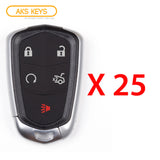 AKS KEYS Aftermarket Smart Remote Key Fob for Cadillac 2014 2015 2016 2017 2018 2019 5B FCC# HYQ2AB (25 Pack)