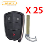 AKS KEYS Aftermarket Smart Remote Key Fob for Cadillac SRX 2015 2016 3B FCC# HYQ2AB (25 Pack)