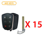 AKS KEYS Aftermarket Smart Remote Key for Cadillac Escalade 2015 2016 2017 2018 2019 2020 6B FCC# HYQ2EB (15 Pack)