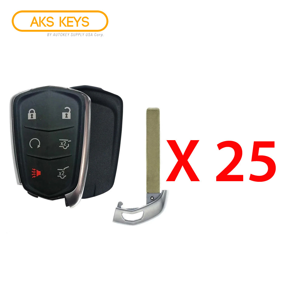 AKS KEYS Aftermarket Smart Remote Key for Cadillac Escalade 2015 2016 2017 2018 2019 2020 6B FCC# HYQ2EB (25 Pack)