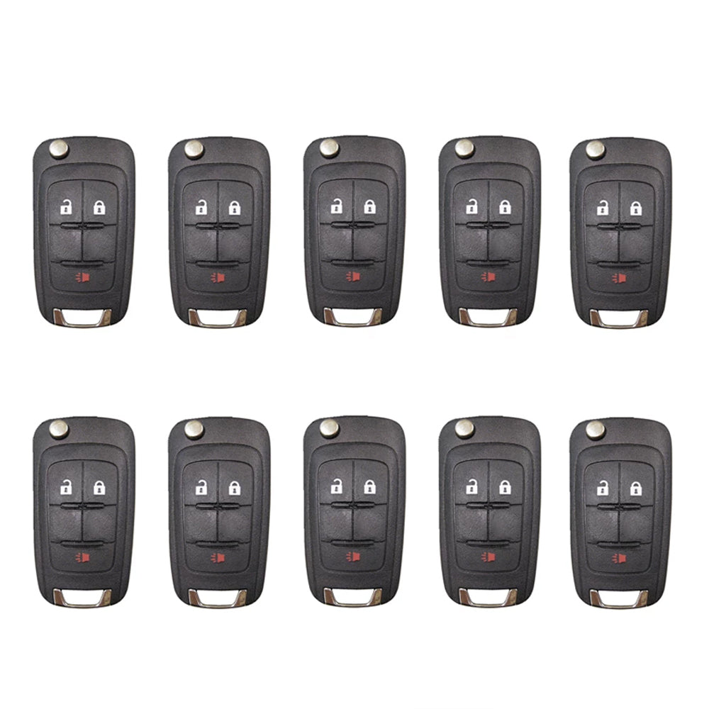 AKS KEYS Aftermarket Remote Flip Key Fob for Chevrolet 2010 2011 2012 2013 2014 2015 2016 2017 2018 3B FCC# OHT01060512 (10 Pack)