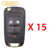 AKS KEYS Aftermarket Remote Flip Key Fob for Chevrolet 2010 2011 2012 2013 2014 2015 2016 2017 2018 3B FCC# OHT01060512 (15 Pack)