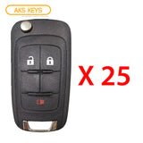 AKS KEYS Aftermarket Remote Flip Key Fob for Chevrolet 2010 2011 2012 2013 2014 2015 2016 2017 2018 3B FCC# OHT01060512 (25 Pack)