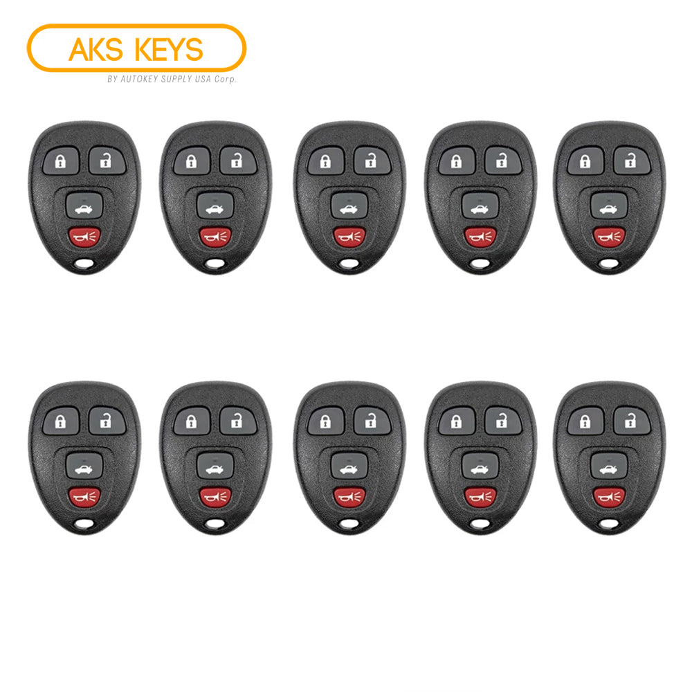 AKS KEYS Aftermarket Keyless Remote Fob for GM 2005 2006 2007 2008 2009 2010 2011 2012 4B FCC# KOBGT04A (10 Pack)