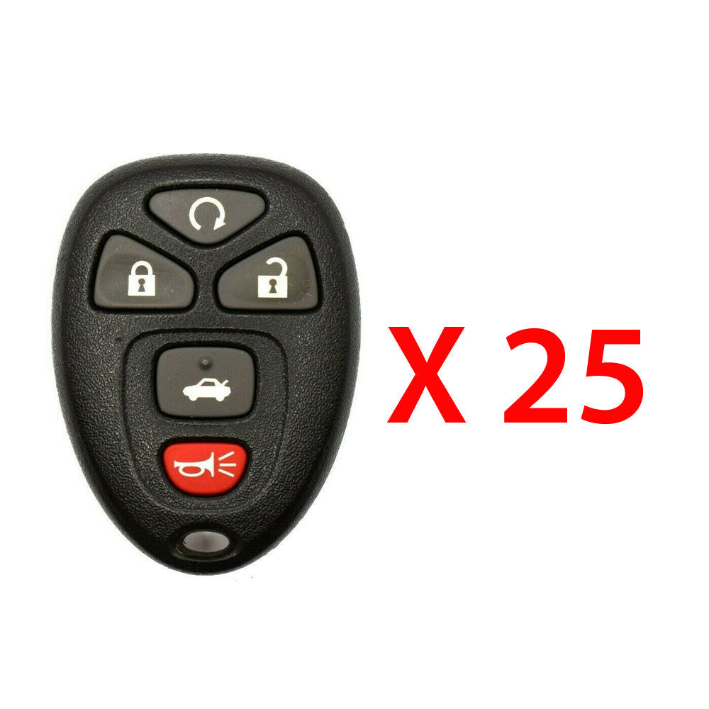 AKS KEYS Aftermarket Keyless Remote Fob for GM 2004 2005 2006 2007 2008 2009 2010 2011 2012 5B FCC# KOBGT04A (25 Pack)