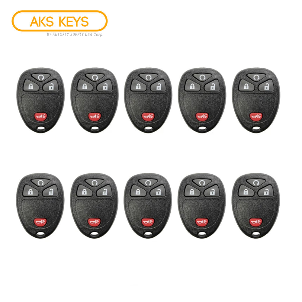 AKS KEYS Aftermarket Keyless Remote Fob for GM 2005 2006 2007 2008 2009 2010 2011 4B FCC# KOBGT04A (10 Pack)