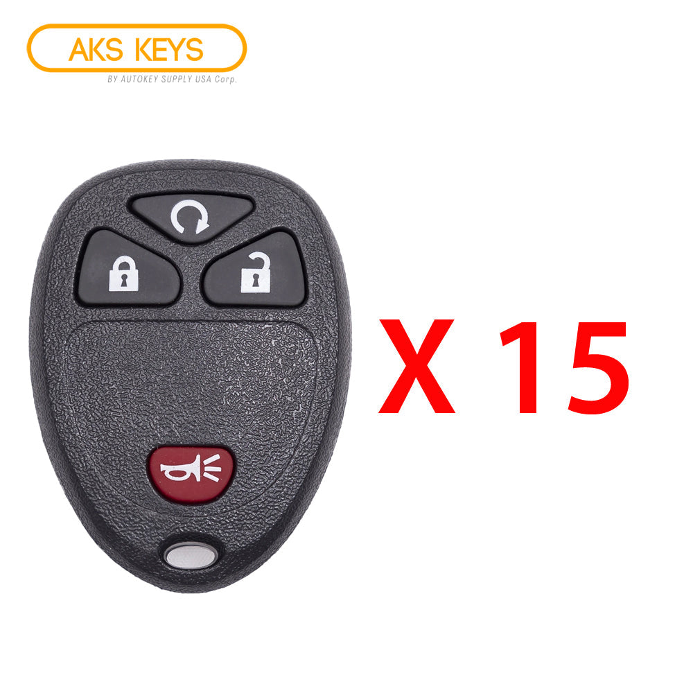 AKS KEYS Aftermarket Keyless Remote Fob for GM 2005 2006 2007 2008 2009 2010 2011 4B FCC# KOBGT04A (15 Pack)