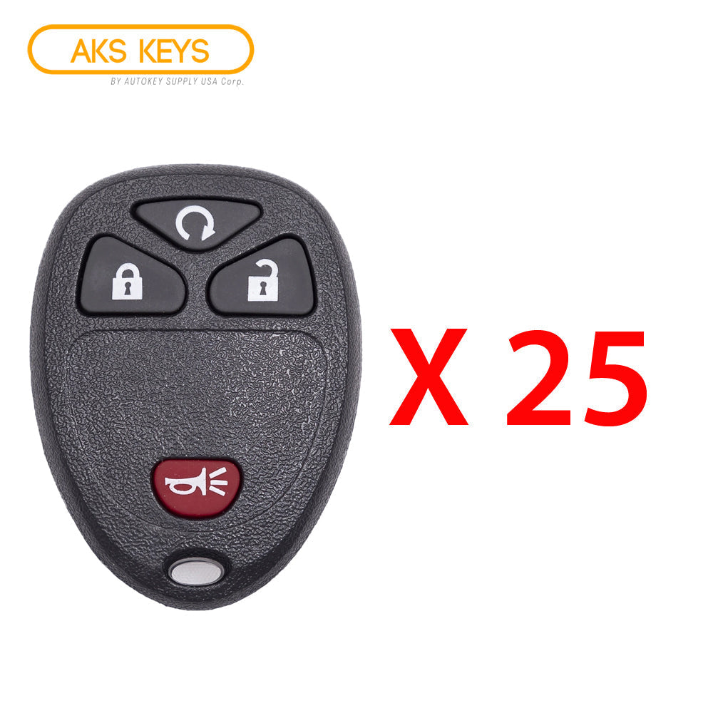 AKS KEYS Aftermarket Keyless Remote Fob for GM 2005 2006 2007 2008 2009 2010 2011 4B FCC# KOBGT04A (25 Pack)