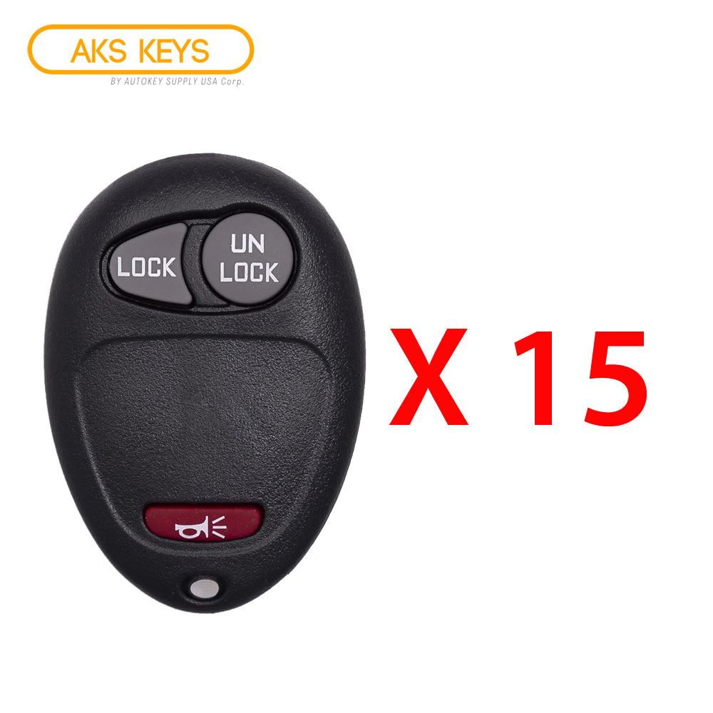 AKS KEYS Aftermarket Keyless Remote Fob for GM 2001 2002 2003 2004 2005 2006 2007 2008 2009 2010 2011 3B FCC# L2C0007T (15 Pack)