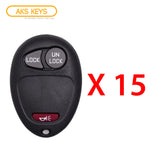 AKS KEYS Aftermarket Keyless Remote Fob for GM 2001 2002 2003 2004 2005 2006 2007 2008 2009 2010 2011 3B FCC# L2C0007T (15 Pack)